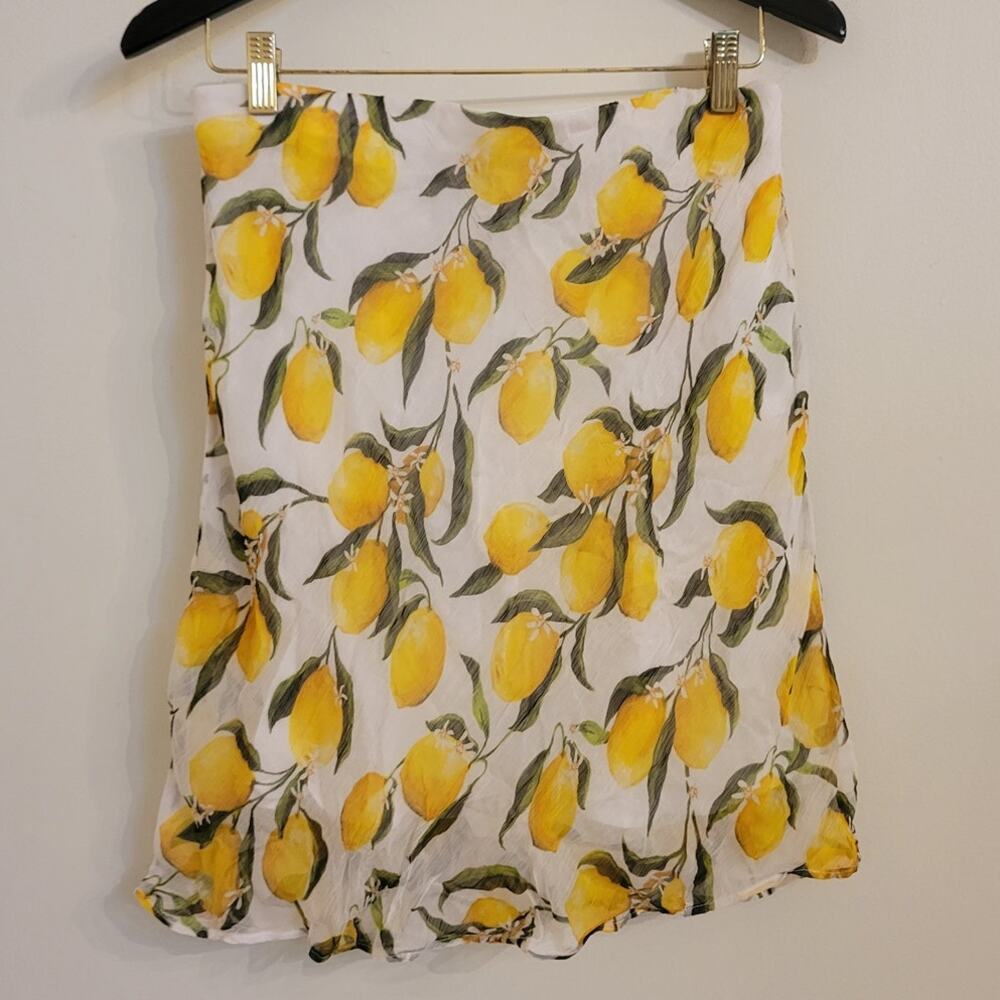 J. Crew Factory White Mini Skirt with Yellow Lemon Motif